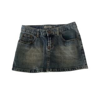 Vintage Mudd Jeans Denim Mini Skirt Y2K Low Rise Acid Wash Blue Juniors